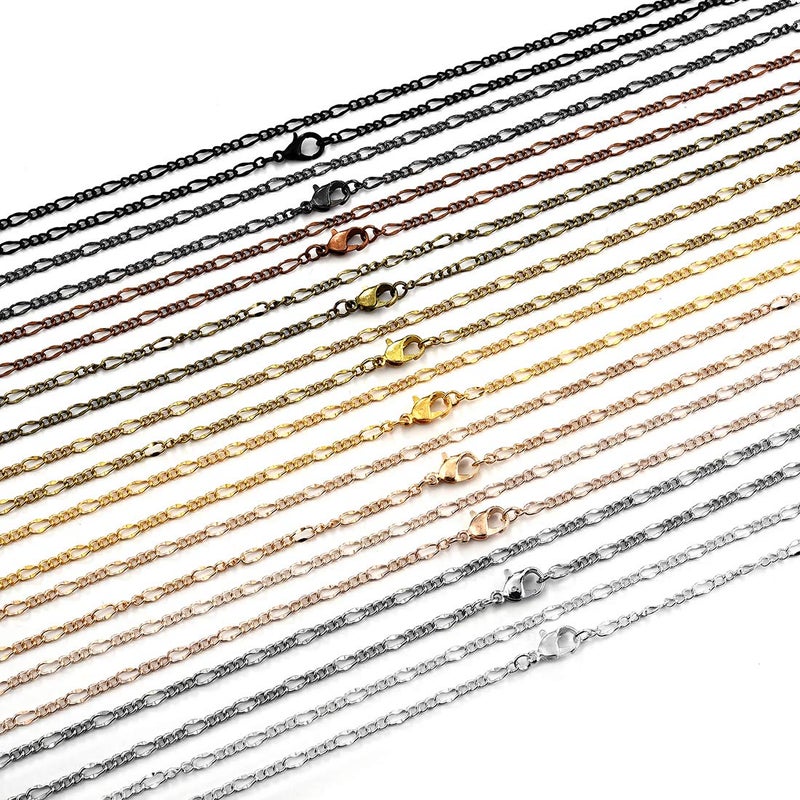 LANBEIDE 40 Packs 10 Colors Brass Necklace Chains - 21" Flat Oval Links Cable Chain, 3mm with Lobster Clasps for Jewelry Making - Image 2